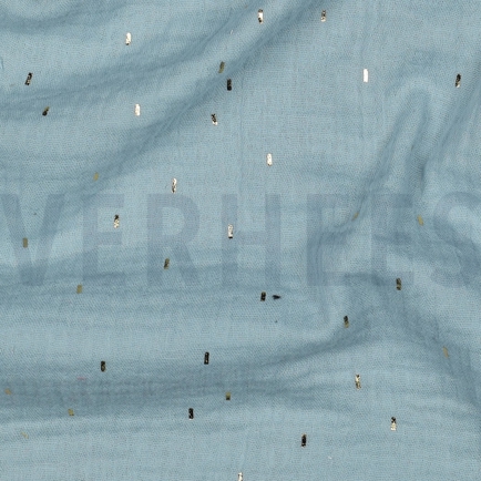MUSSELIN FOLIE STREIFEN CYAN / GOLD (hover)