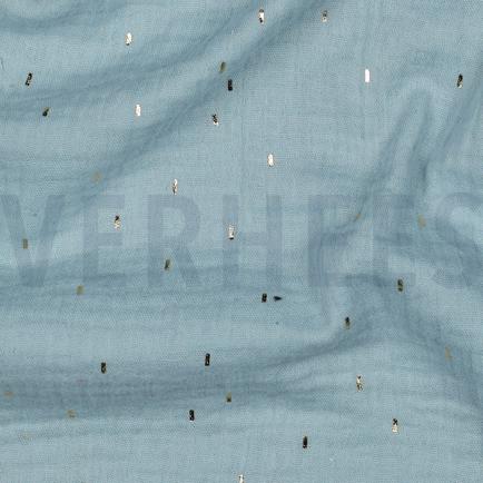 DOUBLE GAZE DE COTON FOIL RAYURES CYAN/OR (hover)