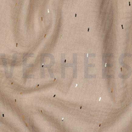 DOUBLE GAZE DE COTON FOIL RAYURES BEIGE/OR (hover)