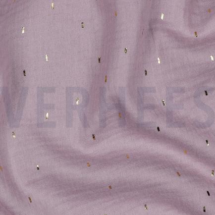 DOUBLE GAZE DE COTON FOIL RAYURES LILAS/OR (hover)