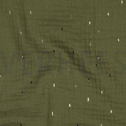 DOUBLE GAZE DE COTON FOIL RAYURES VERT/OR (hover)