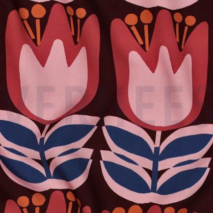 LENZING™ ECOVERO™ BLOEMEN BORDEAUXROOD (hover)