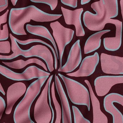 VISCOSE ROSELLA STRETCH ABSTRACT BURGUNDY (hover)