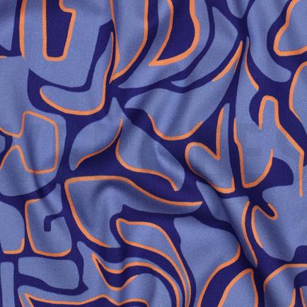 VISCOSE ROSELLA STRETCH ABSTRACT COBALT (hover)