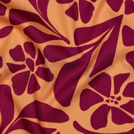 VISCOSE ROSELLA STRETCH FLOWERS ORANGE (hover)