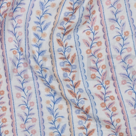 MUSSELIN GOTS DIGITAL BLÄTTER WEISS (hover)