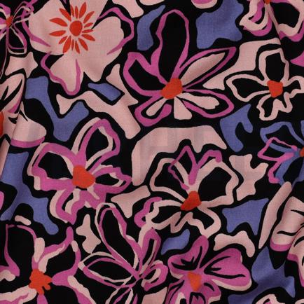 VISCOSE STRETCH FLEURS NOIR (hover)