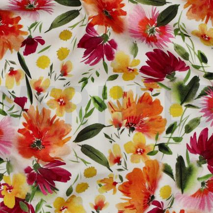 VISCOSE STRETCH DIGITAL FLEURS BLANC (hover)