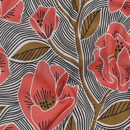 BAUMWOLLE VOILE BLUMEN WEISS (hover)