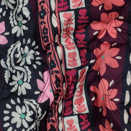 BAUMWOLLE VOILE GESTEPPT DIGITAL BLUMEN AUBERGINE (hover)