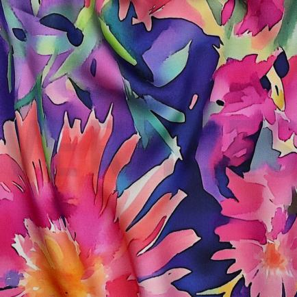 VISKOSE SATIN DIGITAL BLUMEN ROSA (hover)
