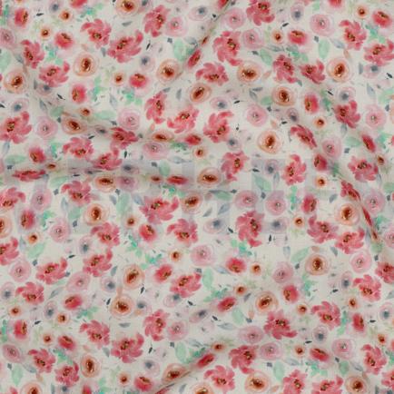 VISCOSE RADIANCE DIGITAL FLEURS ÉCRU (hover)