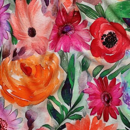 VISCOSE RADIANCE DIGITAL FLEURS MULTICOLORE (hover)