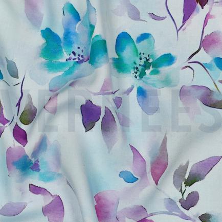 VISCOSE RADIANCE DIGITAL FLEURS BLEU CLAIR (hover)