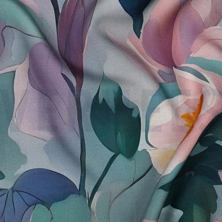 VISCOSE RADIANCE DIGITAL FLEURS BLEU (hover)