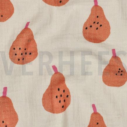 DOUBLE GAUZE GOTS PEREN JENNIFER BOURON NATUREL/PERZIK (hover)