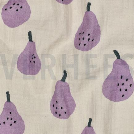 DOUBLE GAUZE GOTS PEREN JENNIFER BOURON NATUREL/LAVENDEL (hover)
