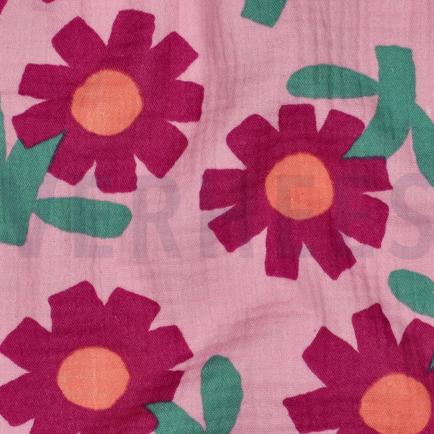 DOUBLE GAUZE GOTS BLOEMEN JENNIFER BOURON ROZE (hover)