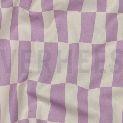 BAUMWOLLE POPELINE GOTS KAROS JENNIFER BOURON NATUR/LAVENDEL (hover)