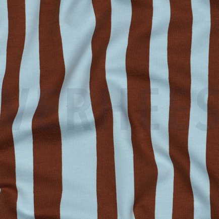 FRENCH TERRY GOTS STREIFEN JENNIFER BOURON HELLBLAU/BRAUN (hover)