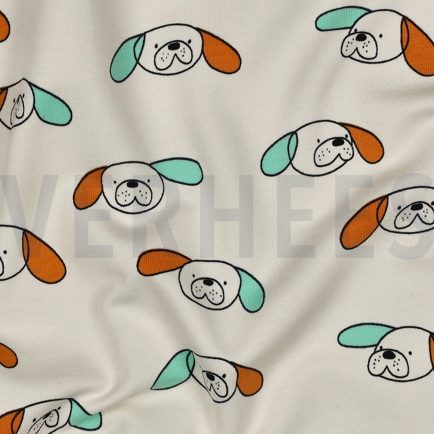 FRENCH TERRY GOTS HUNDE JENNIFER BOURON NATUR/OCKER (hover)