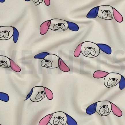 FRENCH TERRY GOTS HONDEN JENNIFER BOURON NATUREL/BLAUW (hover)