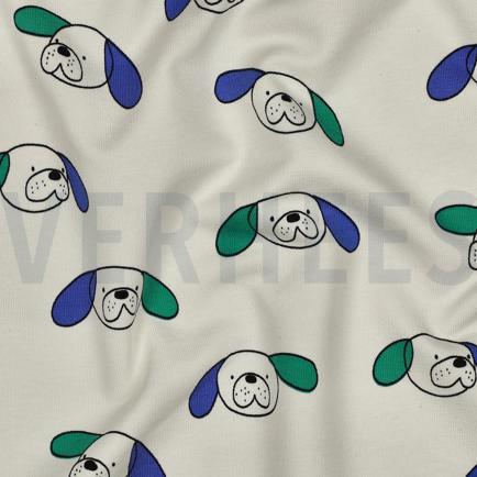 FRENCH TERRY GOTS HONDEN JENNIFER BOURON NATUREL/GROEN (hover)