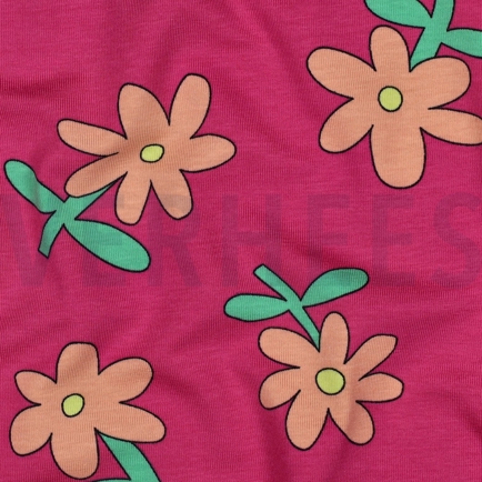 JERSEY GOTS BLUMEN JENNIFER BOURON FUCHSIA (hover)
