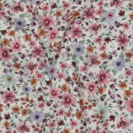FIJNGEWEVEN KATOENEN POPLIN DIGITAAL BLOEMEN WIT (hover)