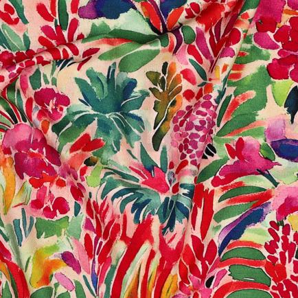 VISCOSE JERSEY DIGITAL FLEURS ROSE (hover)