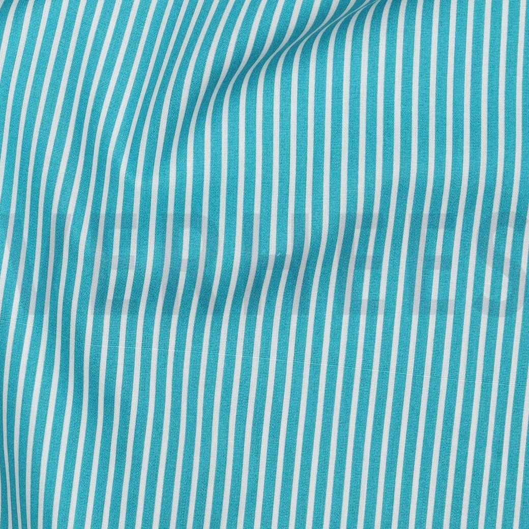 POPELINE DE COTON RAYURE TURQUOISE (hover)