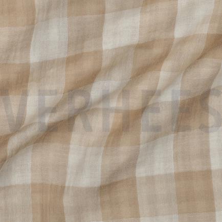 DOUBLE GAZE DE COTON DOUBLE FACE CARREAUX BEIGE (hover)
