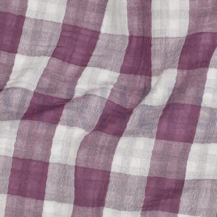 DOUBLE GAZE DE COTON DOUBLE FACE CARREAUX RAISIN (hover)