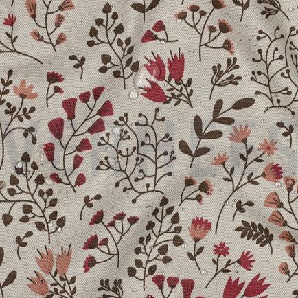 COATED CANVAS LINNEN LOOK FLOWERS MAUVE (hover)