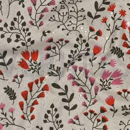 COATED CANVAS LINEN LOOK FLOWERS PINK (hover)