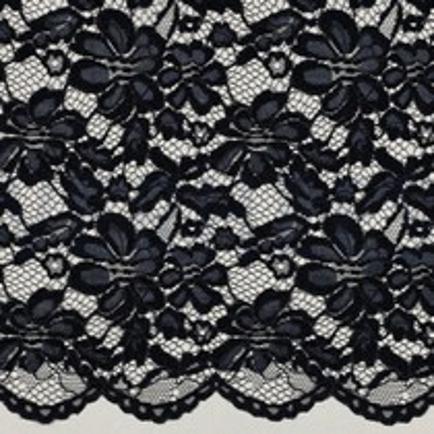SPITZE ZWEISEITIGE BOGENKANTE CHENILLE MARINEBLAU (thumbnail)
