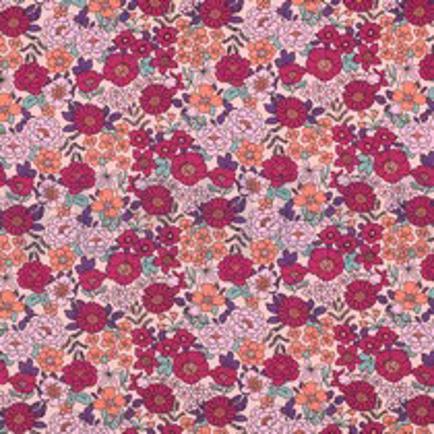 FIJNGEWEVEN KATOENEN POPLIN BLOEMEN FUCHSIA (thumbnail)