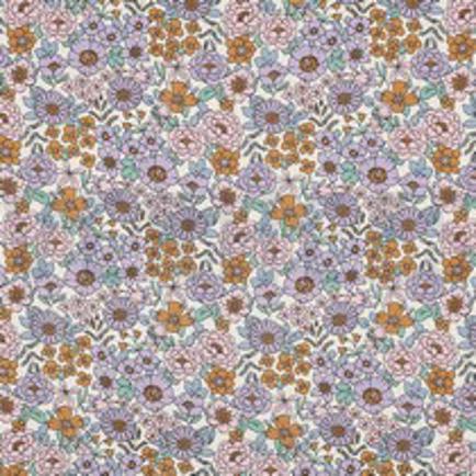 FIJNGEWEVEN KATOENEN POPLIN BLOEMEN LILA (thumbnail)
