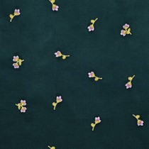 FEINCORD STICKEREI BLUMEN DUNKELGRÜN (thumbnail)