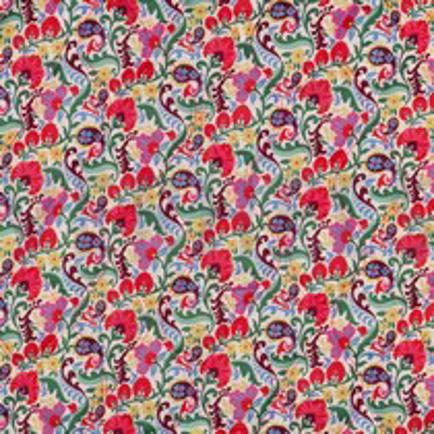 KATOENEN VOILE GEWATTEERD DIGITAAL BLOEMEN GEBROKEN WIT (thumbnail)