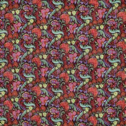 KATOENEN VOILE GEWATTEERD DIGITAAL BLOEMEN BRUIN (thumbnail)