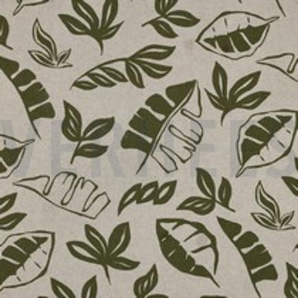 CANVAS LINNENLOOK BLADEREN LEGERGROEN (thumbnail)
