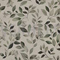 TOILE DÉCORATION LIN LOOK DIGITAL FEUILLES NATUREL (thumbnail)