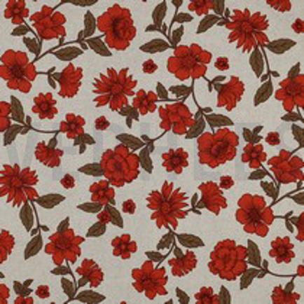 CANVAS LEINENOPTIK BLUMEN ROT (thumbnail)