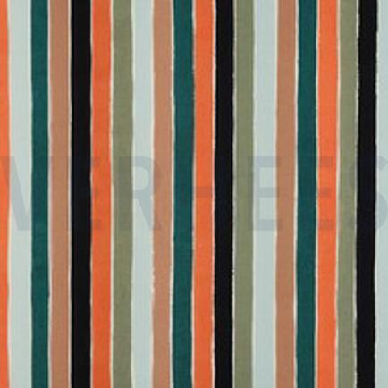 POPELINE DE COTON TISSAGE FIN JARDIN RAYURES MULTICOLORE (thumbnail)