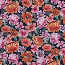 FEIN GEWEBTE BAUMWOLLPOPELINE DIGITAL BLUMEN MARINEBLAU (thumbnail)