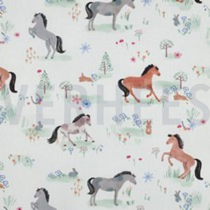 FEIN GEWEBTE BAUMWOLLPOPELINE DIGITAL BAUERNHOFTIERE WEISS (thumbnail)