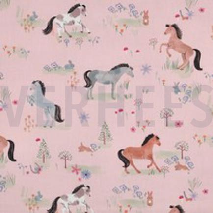 FINE POPLIN DIGITAL FARM ANIMALS LIGHT PINK (thumbnail)