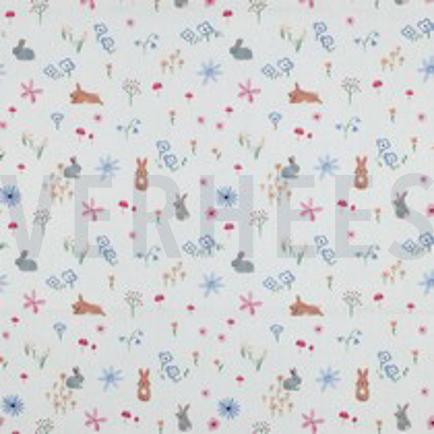 FINE POPLIN DIGITAL FARM ANIMALS WHITE (thumbnail)