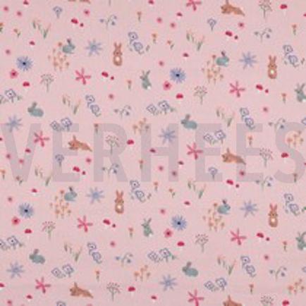 FINE POPLIN DIGITAL FARM ANIMALS LIGHT PINK (thumbnail)